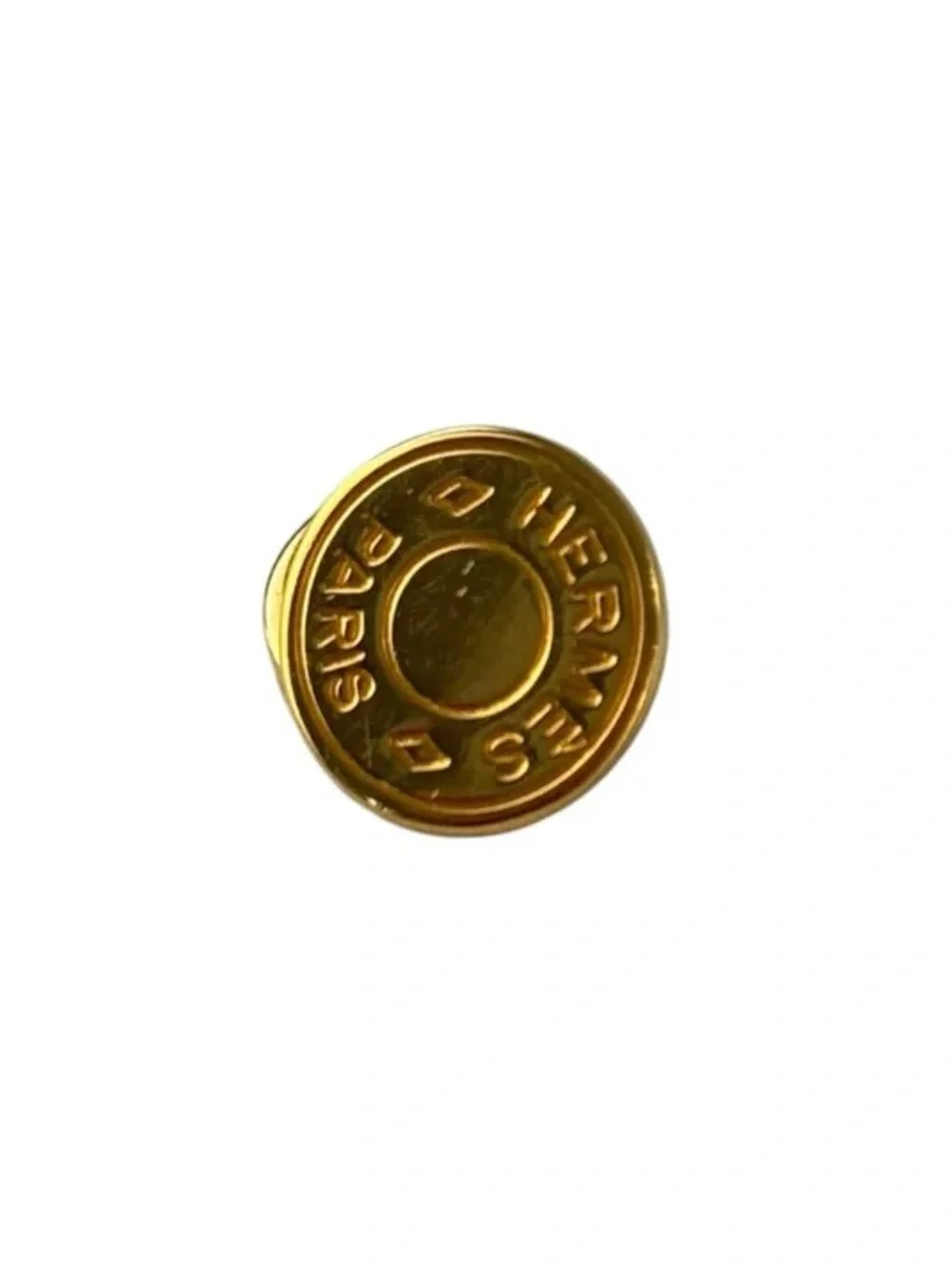 Hermès Serie Cufflink Button Gold Plated Round Logo